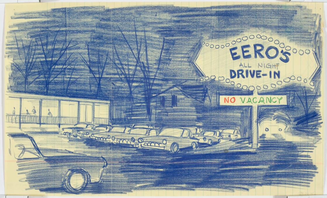 Sketch by Eero Saarinen for a Drive-In