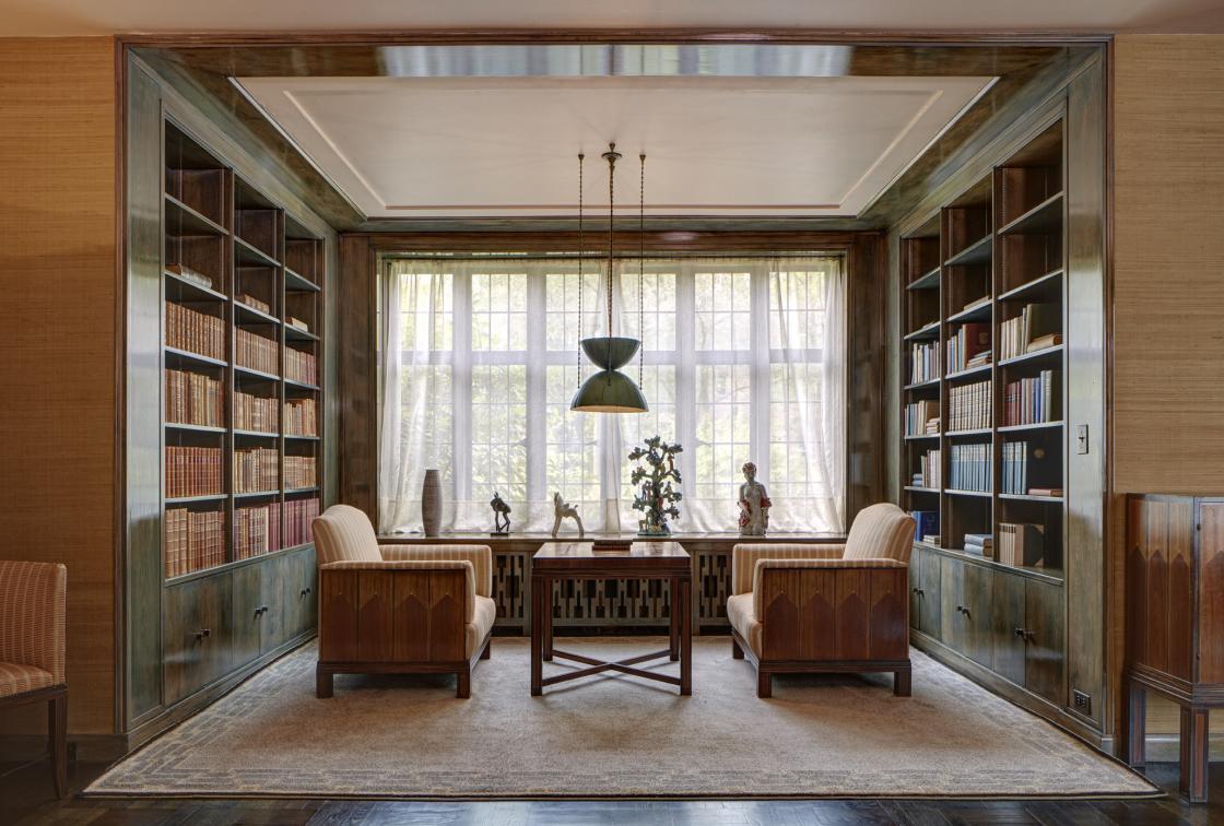 Saarinen House library. Photograph by James Haefner. Courtesy of Cranbrook Center for Collections and Research.