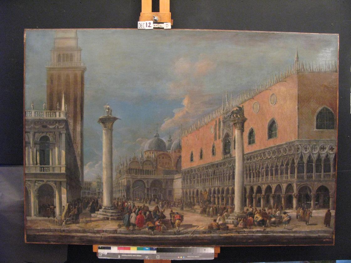Luca Carlevarijs, The Piazzetta, Venice, early 18th Century. Photography by Conservation & Museum Services Inc.; Courtesy Cranbrook Center for Collections and Research.