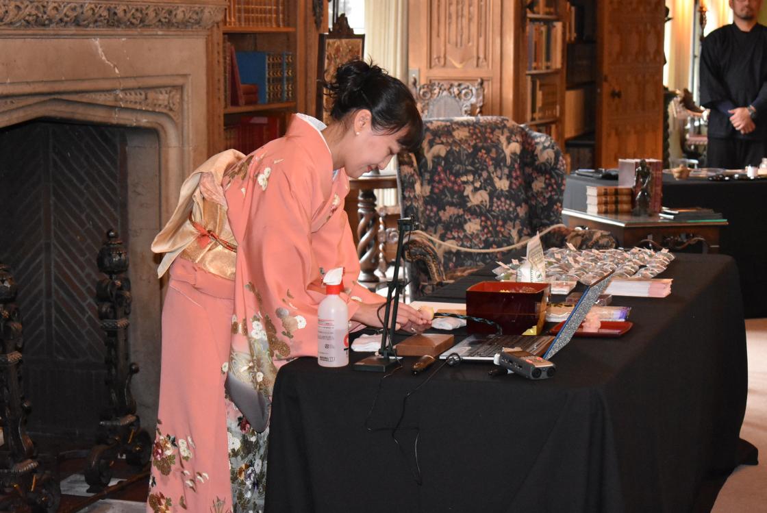 Wagashi Expert Toshiko Sugii Steffes in Cranbrook House Library, March 3, 2020. Photography by Leslie Mio.