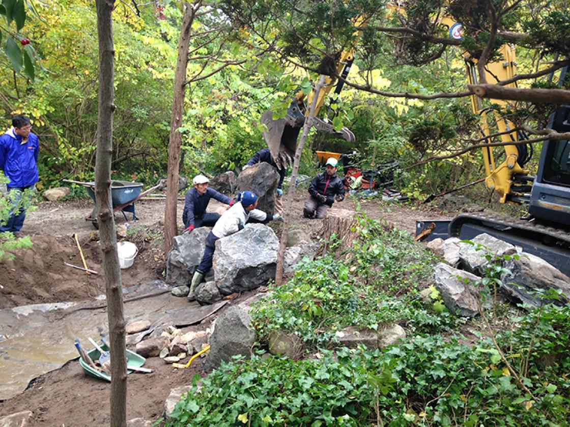 Figure 3. Landscape Contractors Set the "Guardian Stone," October 2018. 