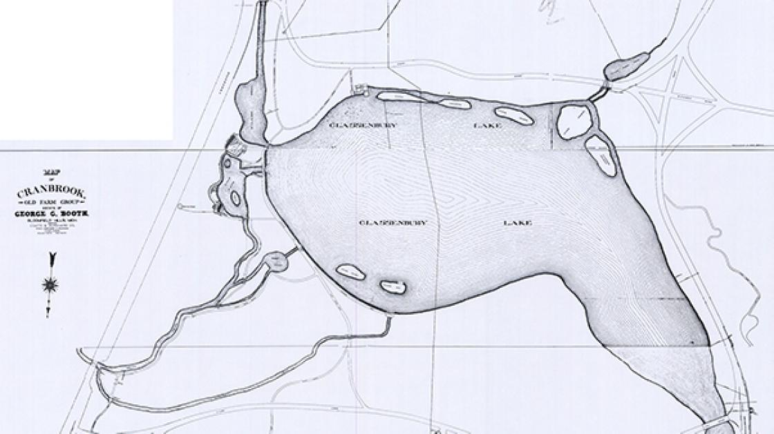 Cranbrook Appraisal Map, 1914, detail of the original Rock Garden with the Lily Pond and Willow Pool