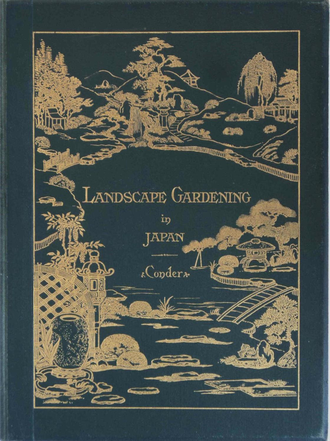 Photograph of the cover of "Landscape Gardening in Japan," 1912 edition.
