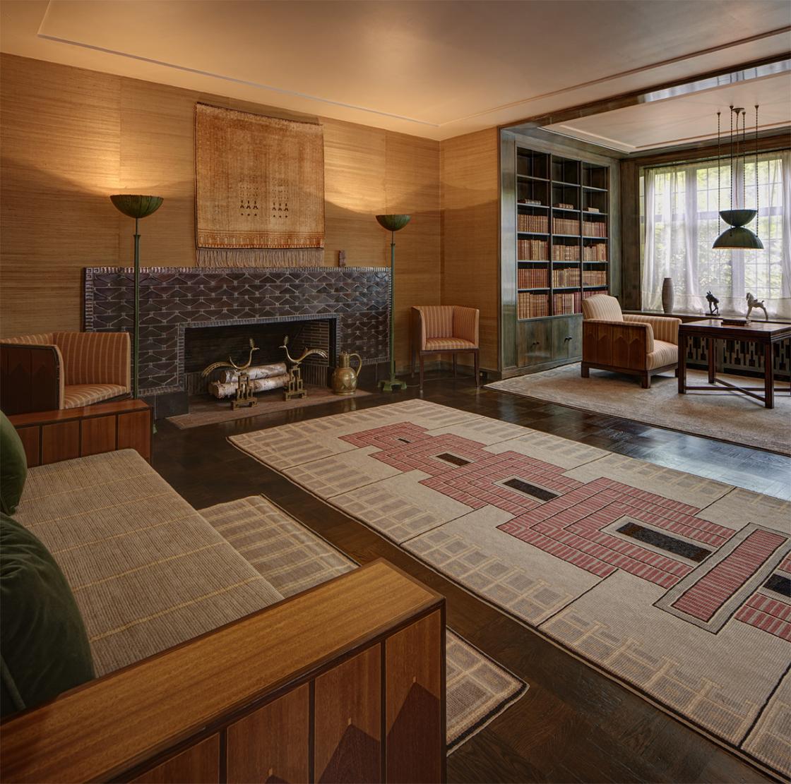 Saarinen House Living Room and Kingswood School Dining Hall, 2015. James Haefner, photographer. Courtesy of Cranbrook Center for Collections and Research.